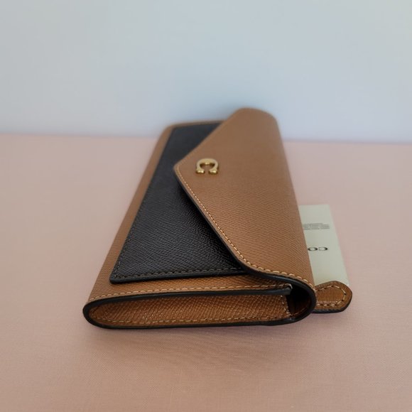 COACH Wyn Colorblocked Crossgrain Leather Large Wallet- Light Camel Multi⭐ - Picture 10 of 16